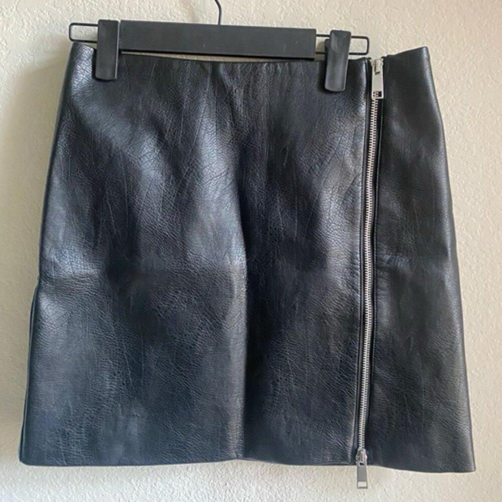 Faux Leather Zipper Mini Skirt